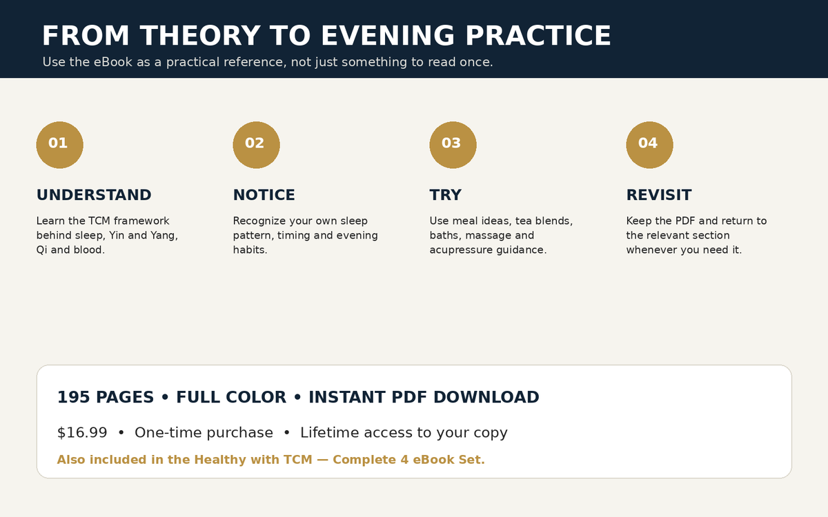 The Secrets of Healthy Sleep eBook — 195 pages, instant PDF download, practical evening routines and lifetime access